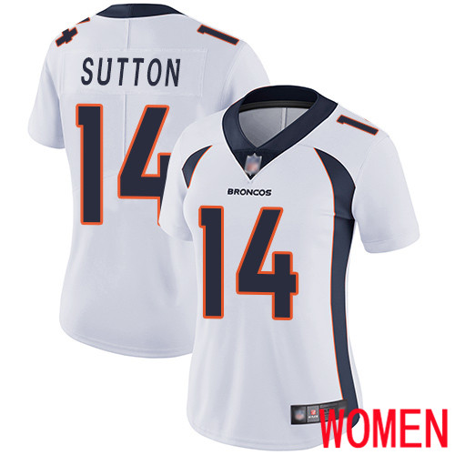 Women Denver Broncos 14 Courtland Sutton White Vapor Untouchable Limited Player Football NFL Jersey